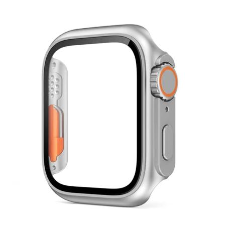 Glas+ Case för Apple Watch 44 mm 45 mm 41 mm 40 mm 42 mm 38 mm Skärmskydd Cover Change Ultra Bumper iWatch Series 8 7 SE 6 5 3 silver Series 7 8 9 