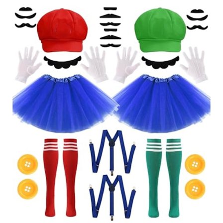 2-personers Cosplay Kostumesæt til Kvinder & Teenagere - Duo Halloween Kostumer med Hatte, Tutuer, Seler, Sokker, Handsker & M