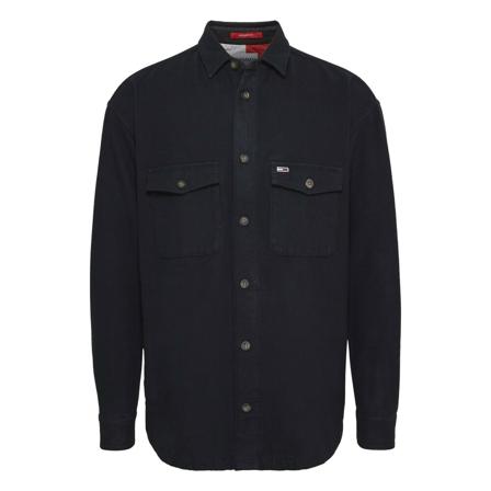 Tommy Jeans, Overshirt- TJM Soft Casual Zwart, Heren, Maat:M