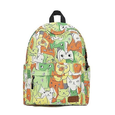 Skoltaske til mellemtrinnet, tegneserieprint, pigehjerte, rygsæk til grundskoleelever, lærred, stor kapacitet