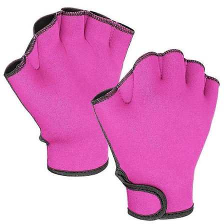 Aqua-handsker med vævede flapper til svømning, fitness, vand aerobic og svømmetræning - åndbare, universelle handsker rød S