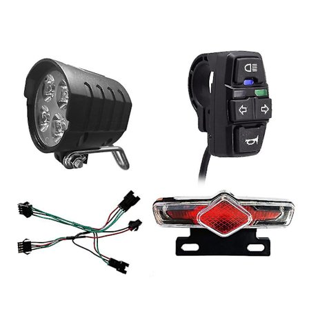 Cykel Forlygte og Baglygte Sæt Indgang 36v 48v 52v 60v Med Dk336 Lygthorn Vridströmbrytare E-cykellys