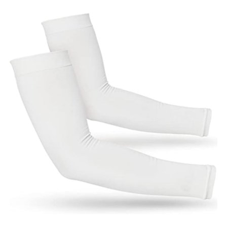 Hvide sommer solbeskyttende armvarmere til mænd og kvinder, vægtl