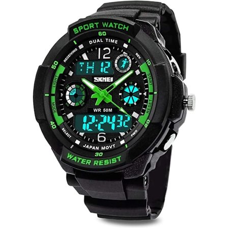 Digital-analog Børne Teenager Drenge Piger Sport Digitalt Ur med Alarm Stopur Kronograf - 50m Vandtæt Elektronisk Sportur til Drenge