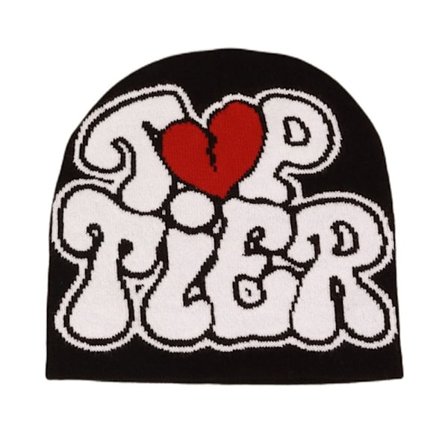 Knitting Cap Hat Pipo Bonnet MUSTA&VALKOINEN