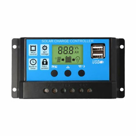 30A 12/24V LCD Solpanel Regulator Batteri Regulator Controller Dubbel USB