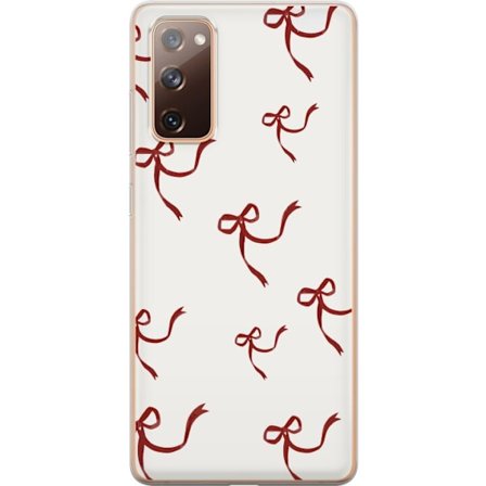 Kompatibel Mobilcover til Samsung Galaxy S20 FE Rød Bånd Mønster med røde silke bånd på lys baggrund perfekt til jule romantik og elegance