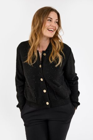 SIGNATURE - Cardigan - Sort - Palietter