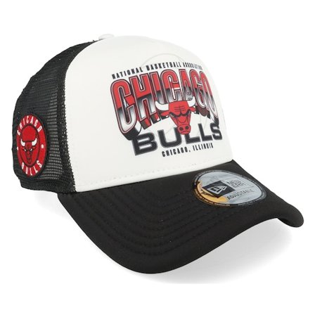 New Era - NBA Bianco Cappellino - Chicago Bulls NBA Team Colour White/Black A-frame Trucker @ Hatstore