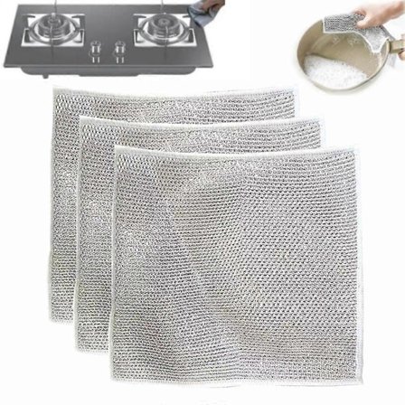 2-4 stk. multifunksjonelle oppvaskkluter i metalltråd for våt og tørr rengjøring