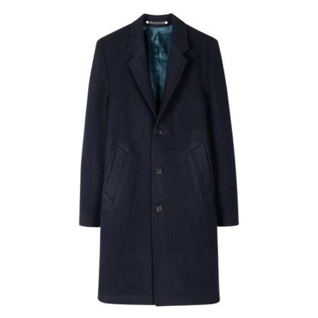 PS By Paul Smith Single-Breasted Coats Blå, Herre Uldfrakker