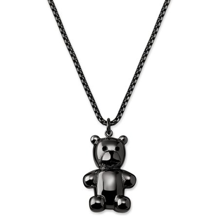 Egan | Collier à maille vénitienne avec pendentif ours en peluche en acier inoxydable gris anthracite pour hommes - Chaînes en acier - pour Hommes - 