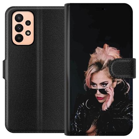 Kompatibelt Lommeboketui til Samsung Galaxy A23 Lady Gaga portrett med solbriller og dramatisk sminke i mørk glamorøs stil