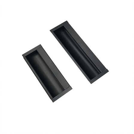 Set med 2 infällda skjutdörrhandtag - Möbelhandtag - Dold snäcka för skjutdörrar, garderob, 121x 47*15mm, svart