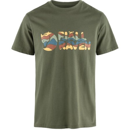 Fjällräven Men's Multicolor Logo T-Shirt in Laurel Green, Bio-Baumwolle | Size: Large