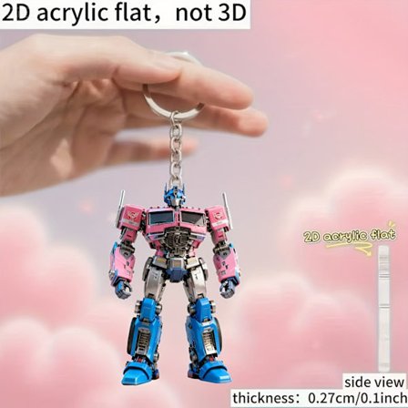 [Jul, Fødselsdage] 2D Flad, 1 stk TRANSFORMERS Optimus Prime Nøglering - Ikonisk Transformers Logo Samlerfigur, Holdbar Akryl Autob (FMY)