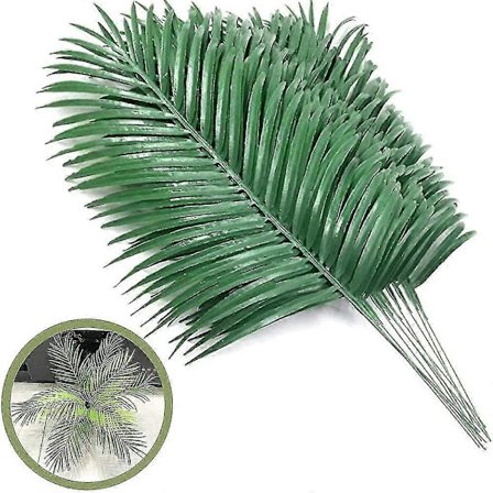 12-pakning Kunstige Palmblader Planter Falske Palmblader Tropiske Store Palmblader Grønt Plante For Blad Hawaiian Party Jungelparty Store Palmblader