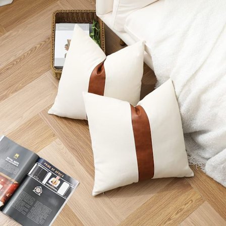 Putetrekk 45 x 45 cm, beige bomulls imitert skin pynteputer