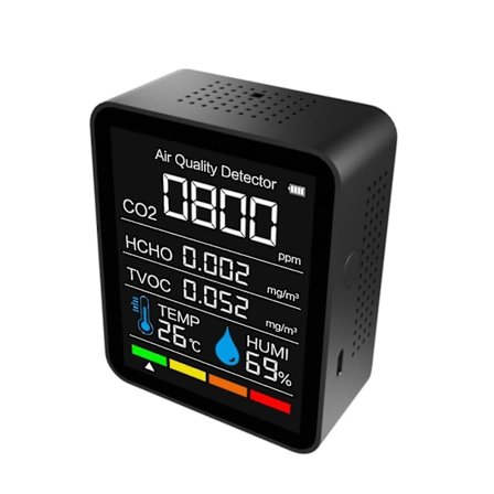 Koldioxidmätare Realtidsövervakning Temperaturtest Luftfuktighetstestare Noggrann Tvoc Hcho Analysator Smart Co2 Bluetooth-kompatibel Digital Met