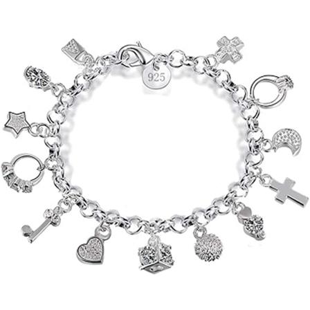 S925 Silver Tretton Hängande Stycken För Kvinnor Presentarmband