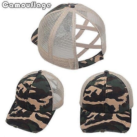 Naisten poninhäntä baseball-lippis, vintage-pesu, säädettävä unisex-verkko baseball-lippis