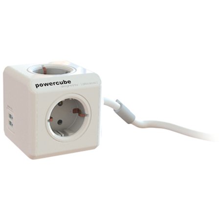 PowerCube Extended 4 Sockets, 2 USB, 1.5 m, grey