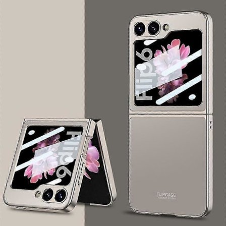 Skal för Samsung Galaxy Z Flip 6 med inbyggt skärmskydd, Slim Fit Lättviktigt Hudkänsla Hårt PC Stöttåligt Skal