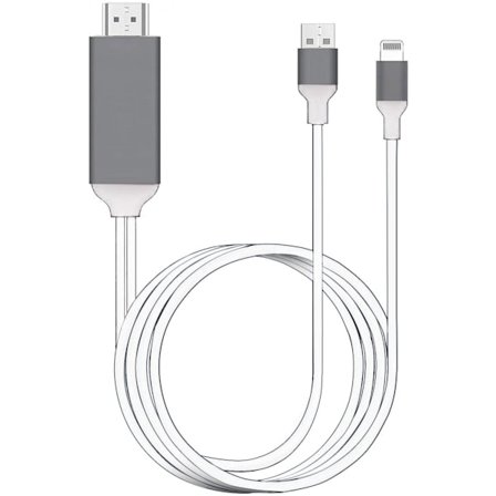 [Apple-certifierad] Lightning till HDMI-adapterkabel, 1080P Digital AV Sync Audio & Video-kontakter Sladd för TV/Projektor/Monitor-6,6ft Vit