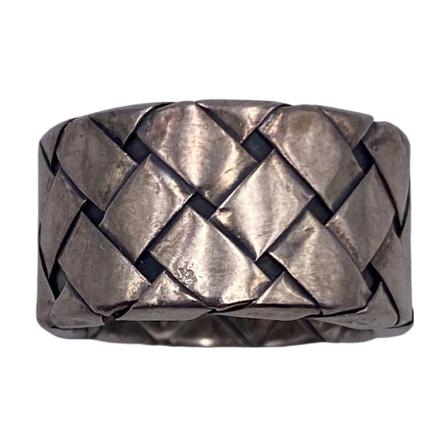 Bottega Veneta Vintage, Pre-Owned ring in intrecciato silver 925 Grijs, Dames, Maat:ONE Size,metallic