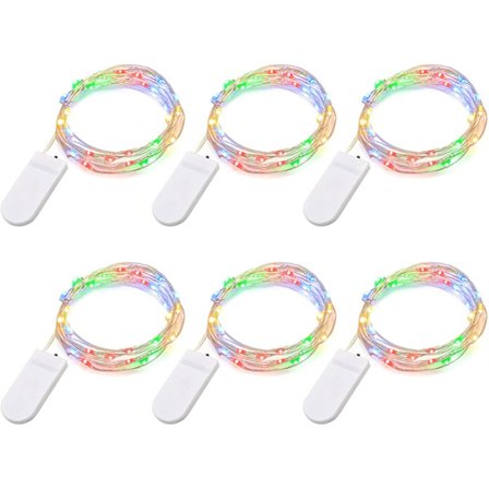 LED Slingor - 2m vardera, 20 lysdioder, Silvertråd, Perfekt för Jul, Bröllop, Fester och Rums- eller Trädgårdsdekoration (Multi-Color, Set med