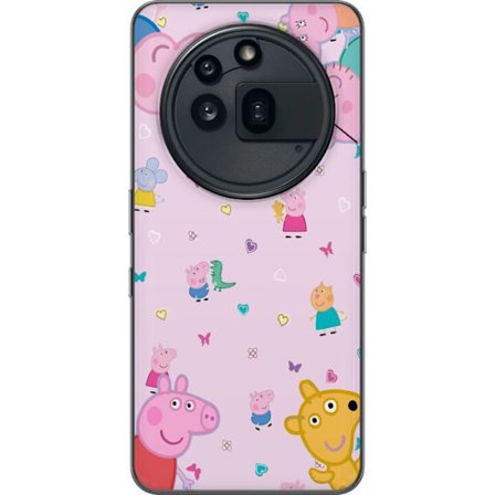 Kompatibelt Mobildeksel til Nothing Phone (3a) Pro Peppa Gris med en baby i armene, mamma gris motiv i fargerik og myk barneillustrasjon med hjerter