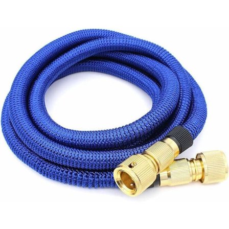 Hageslange (1,7 m blå), utvidbar hageslange fleksibel sammenleggbar slange med metallbeslag for vanning/hagevask/bilvask
