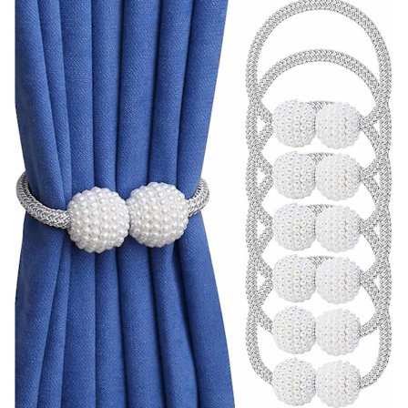 6 kpl Magneettiset Verhotarrat Helmi Pidike Harmaa