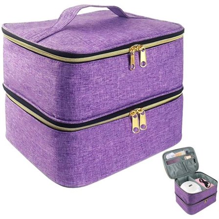 Neglelak Opbevaringskasse til 30 Flasker med Aftagelige Rumdelere Lilla Neglekunst Forsyninger Organizer