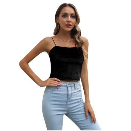 Sexiga Camisole-linnen i sammet för kvinnor black S