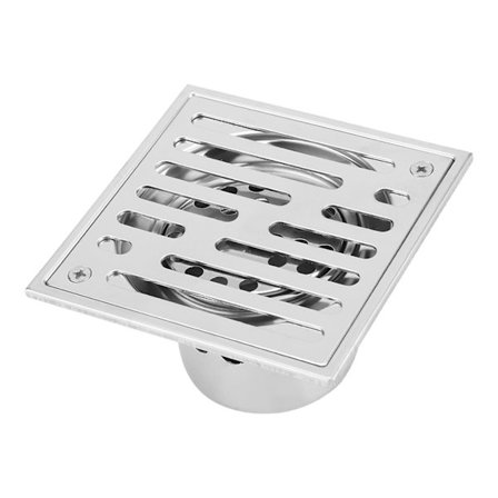 Kvadratisk golvbrunn i rostfritt stål, anti-lukt, badrum, avlopp, dusch, stor kaliber (110 * 110 mm)
