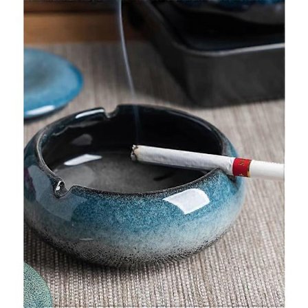 14,5 cm "vindtæt stort askebæger med låg, keramisk askebæger, indendørs askebæger, udendørs askebæger, gaveæske indpakning Blå