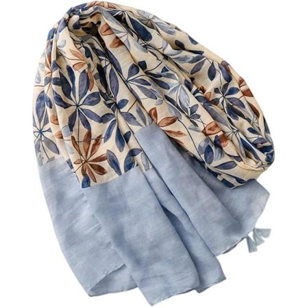 Damhalsduk, stor överdimensionerad blomhalsduk med fransar, lämplig för vår, sommar, höst och vinter