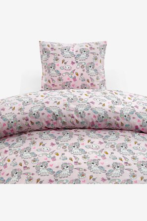 Borganäs of Sweden - Dynetrekk sett Enhörning - Rosa - Sengesett - 150X210 - Fra Homeroom