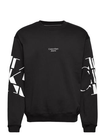 Scattered Ck Logo Crew Neck Svetari Collegepaita Musta Calvin Klein Jeans