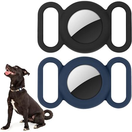 (Musta, Midi Blue) Koiran Airtag-panta, Silikoni kotelo GPS-paikannimelle, Suojakuori yhteensopiva Apple Airtagin kanssa, Turvallisuus katoamista 