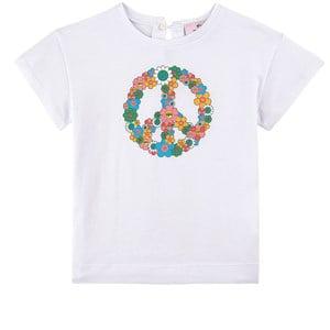 Monnalisa White Peace Logo T-Shirt 12 Months - Tops - 12 months - White