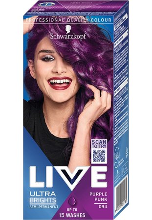 Schwarzkopf LIVE Ultra Brights Toning Hårfarve 94 Purple Punk, Hår, Hårfarve, Toningsfarve