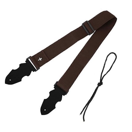 Gitarr Axelrem med Plektrum Bälte Justerbara Ryggband Mörkbrun