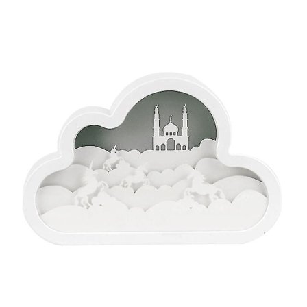 Sky-natlampe, 3D Papirklip Lygteboks, ABS Ramme Papirklip Kunst Kreativ Bordlampe