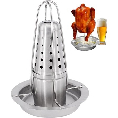 Kycklinghållare i rostfritt stål för ölflaska, grill, rökare och ugn