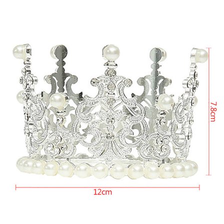 1st Pearl Crown Cake Dekorativa små diadem Crystal Pearl Pri