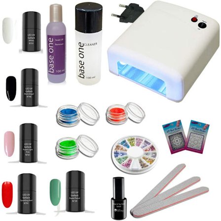LED UV nagellack set Aten inkl. UV-härdningsanordning, gel lack
