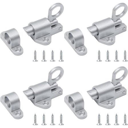 4 stk automatisk fjærdørhåndtak i aluminium, liten automatisk fjærlås med skruer