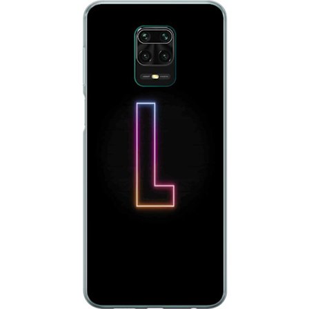 Yhteensopiva Puhelinkuori Xiaomi Xiaomi Redmi Note 9 Pro Minimaalinen neonkirjain L pehmeästi vaihtuvassa värivalossa mustaa taustaa vasten, puhdas